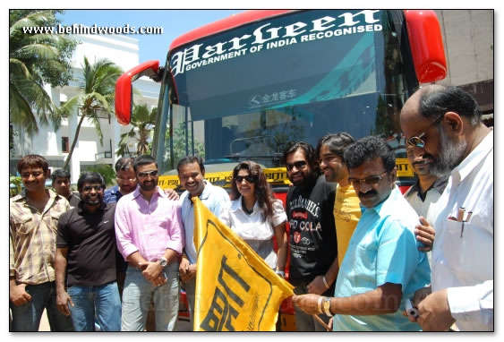 Sneha flags off Saroja Bus - Images