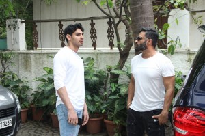 Suniel Shetty Spotted With His Son Ahan Shetty At Sajid Nadiadwala's Residence
