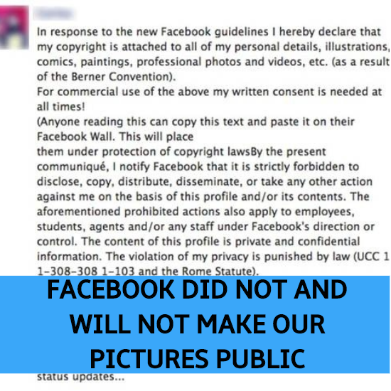 Facebook did not and will not make our pictures public