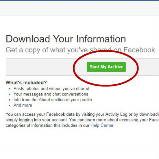 Click - "Start My Archive"