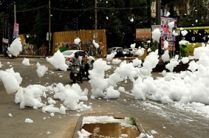 Bengaluru gets covered by 'chemical' snowfall