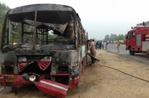 Bus collides with truck: 22 passengers killed