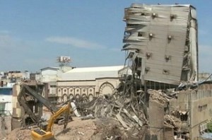 Front face of Chennai Silks building demolished