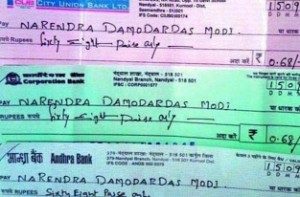 Farmer's send 68 paise cheque for PM's birthday