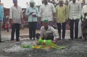 Infant placed on hot coals as part of religious ritual