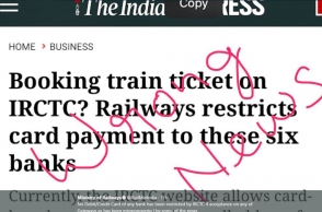 Railway says 'wrong news'on Debit card restrictions