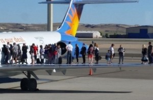 Passengers jumped out of a plane after bomb threat