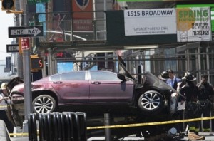 Speeding car mows down pedestrians in Times Square