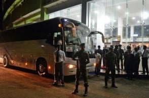 Fans hold up Sri Lanka cricket team bus after ODI defeat vs India