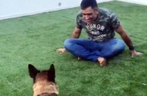 Watch: Video of Dhoni playing with his dog goes viral