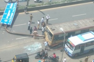 Chennai: Bus hits iron pole, eight injured