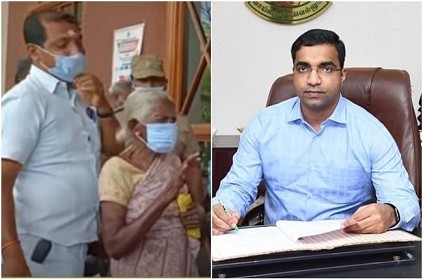 Tuticorin collector helps an elderly woman who sell snacks Tuticorin collector helps an elderly woman who sell snacks