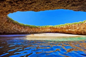 There is a beach hidden inside cave in Mexico