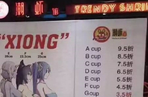 Restaurant offers discounts according to women's bra Sizes in China