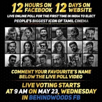 12 hour long live online poll for the biggest icon of Tamil Cinema