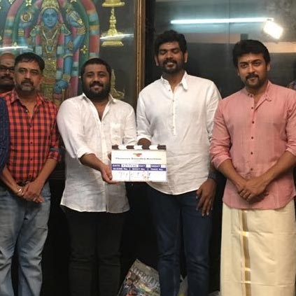 Suriya's Thaanaa Serndha Koottam pooja was held in Chennai today