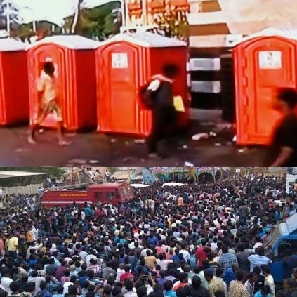A film producer sponsors mobile toilets for Jallikattu protest