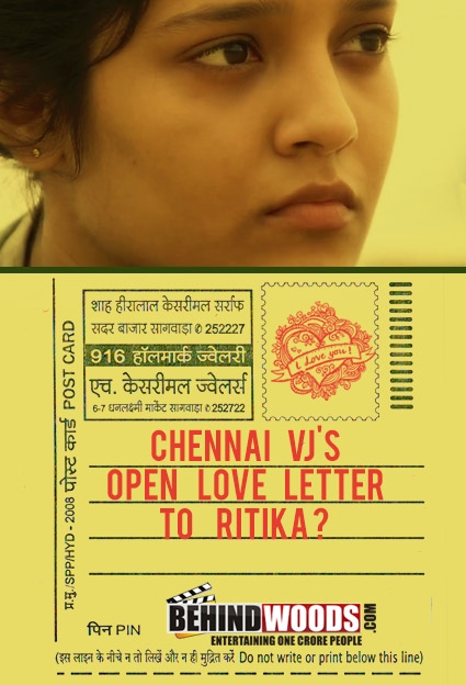 CHENNAI VJ's OPEN LOVE LETTER TO RITIKA SINGH?