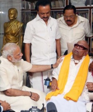 PM Modi Meets Kalaignar Karunanidhi And Stalin In Chennai