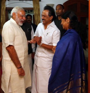 PM Modi Meets Kalaignar Karunanidhi And Stalin In Chennai
