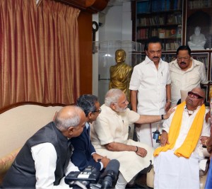 PM Modi Meets Kalaignar Karunanidhi And Stalin In Chennai