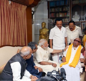 PM Modi Meets Kalaignar Karunanidhi And Stalin In Chennai