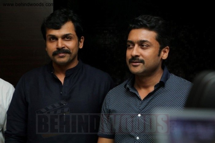 Suriya and Karthi at Theeran Adhigaram Ondru Celebrity Show
