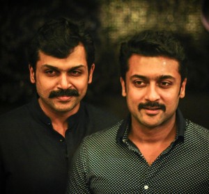 Suriya and Karthi at Theeran Adhigaram Ondru Celebrity Show