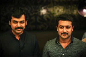 Suriya and Karthi at Theeran Adhigaram Ondru Celebrity Show