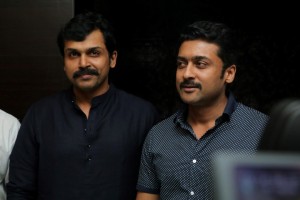 Suriya and Karthi at Theeran Adhigaram Ondru Celebrity Show