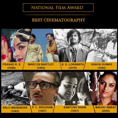 National Film Award for Best Cinematography – (8 Times)