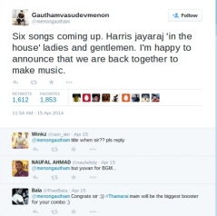 Harris Jayaraj 'in the house' ladies and gentlemen.