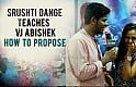 Srushti Dange teaches VJ Abishek how to propose at Vil Ambu Celebrity show