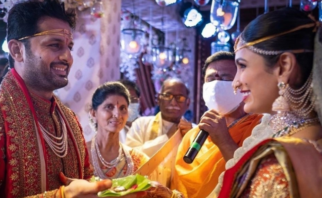 பிரபல ஹீரோ நிதின் திருமண புகைப்படங்கள் | Actor Nithiin's Wedding Photos amidst lockdown goes viral in nets