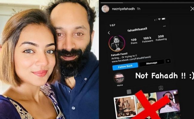Nazriya Nazim's latest announcement regarding Fahadh Faazil's Instagram account