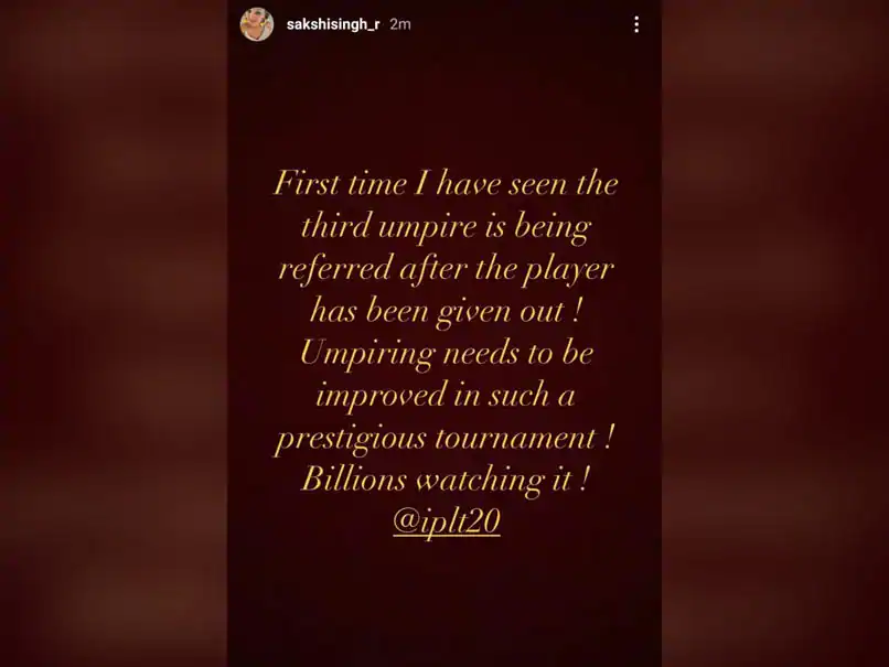 sakshi dhoni slams 3rd umpire after tom curran row deletes tweet