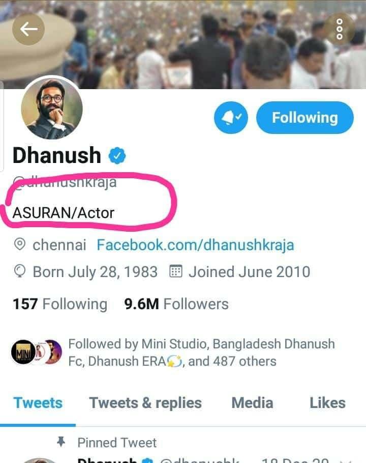 ASURAN Dhanush updates Twitter bio STR Eeswaran