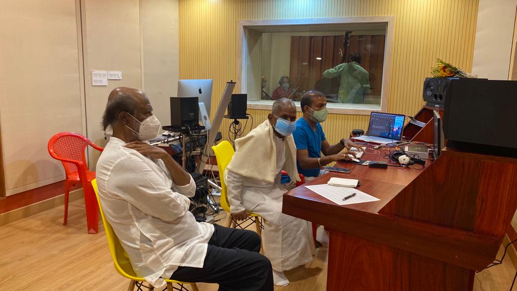 Rajinikanth pays a visit to Ilayaraaja swanky new studio