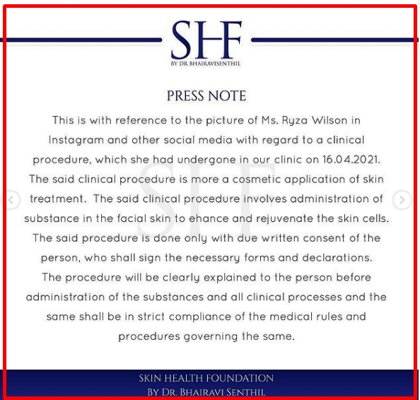 Recent controversy on face treatment given to Raiza Wilson