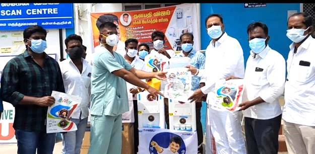 vijay movement members donate water dispenser oxygen cylinder 