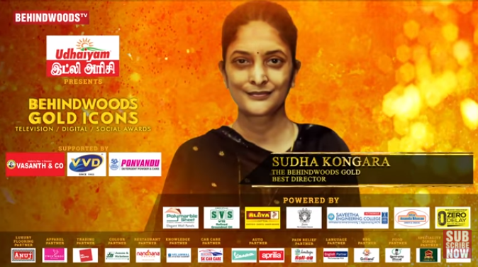 sudha kongara reveals Suriya Real angry Behindwoods Gold Icons