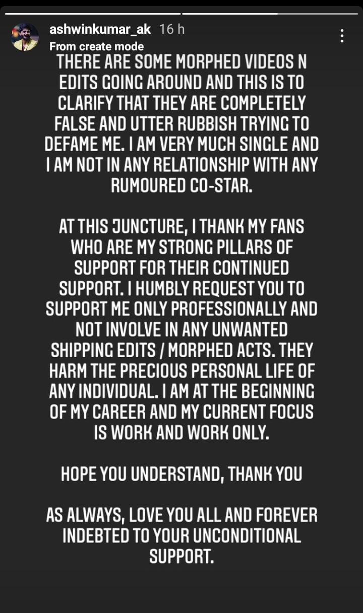 Ashwin, Sivaangi about morphed pics controversy - Official clarifications