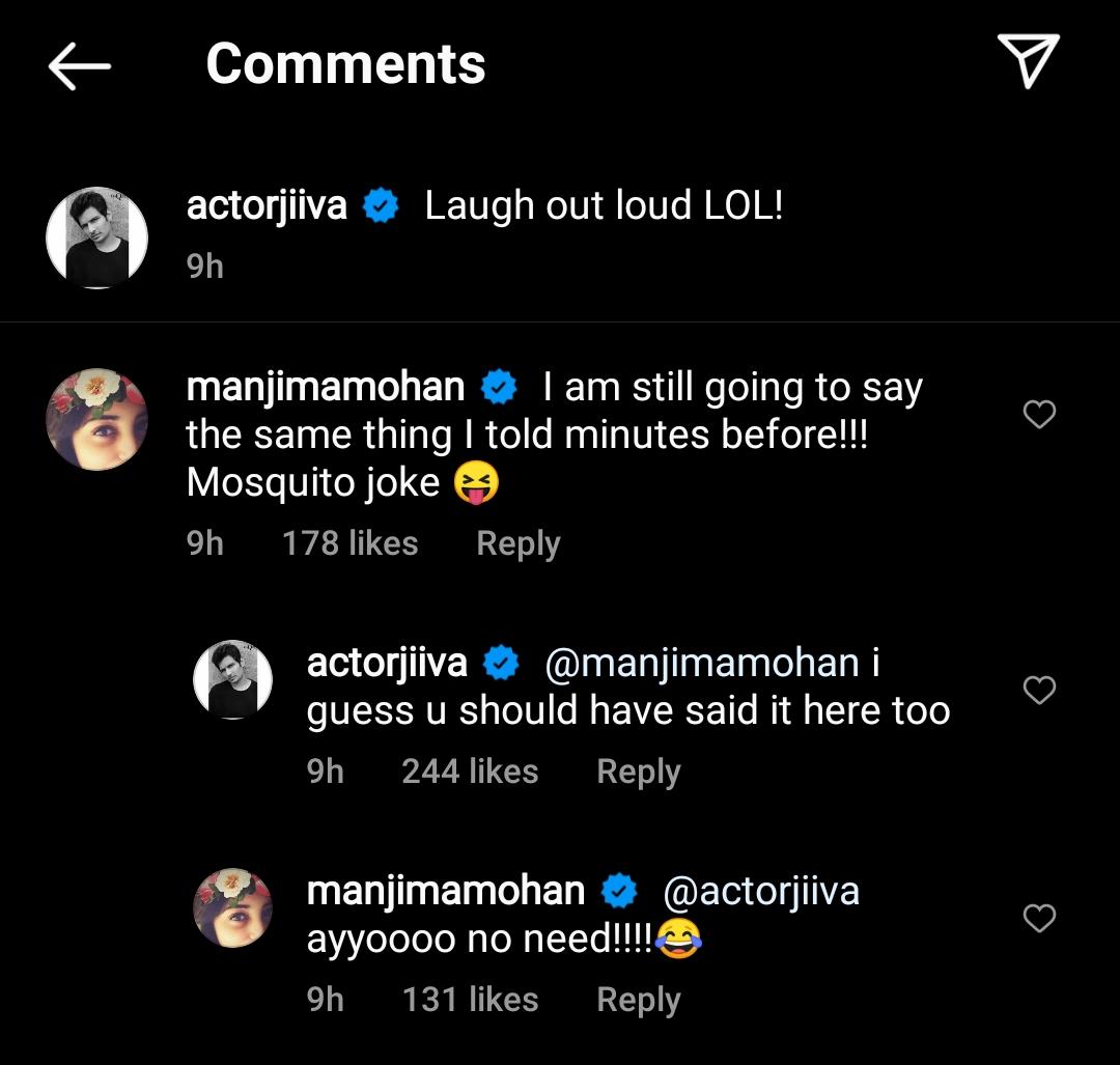 What's the truth behind Jiiva's LOL picture? Manjima Mohan might have the answer