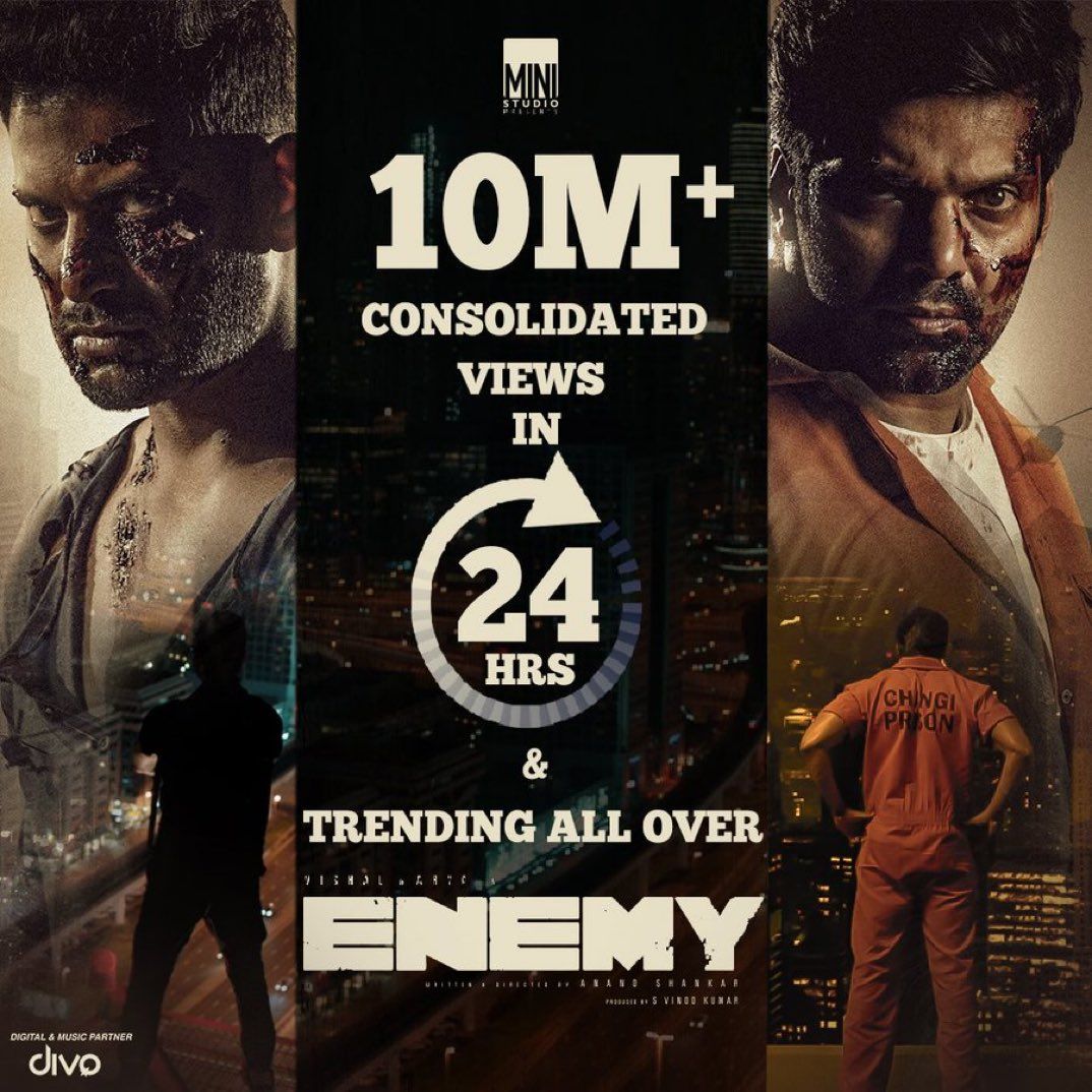 arya vishal enemy teaser crossed 11 million views