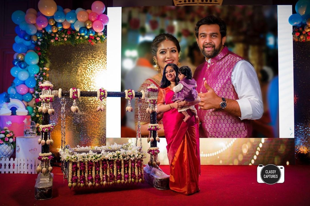 Late actor Chiranjeevi Sarja’s wife Meghana Raj hosts a grand naming ceremony for son Raayan