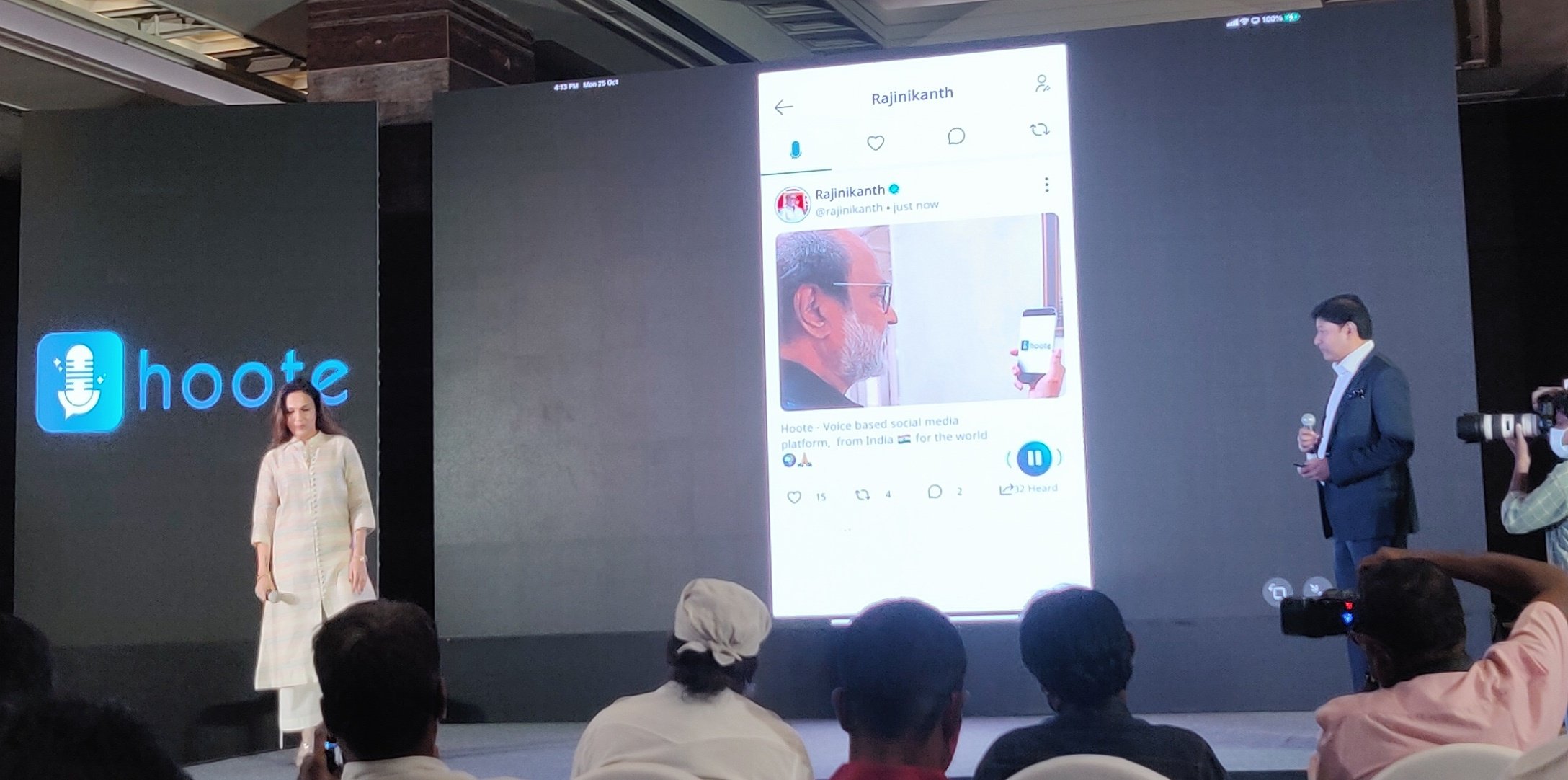 rajinikanth first speech hoote app launch soundarya rajnikanth