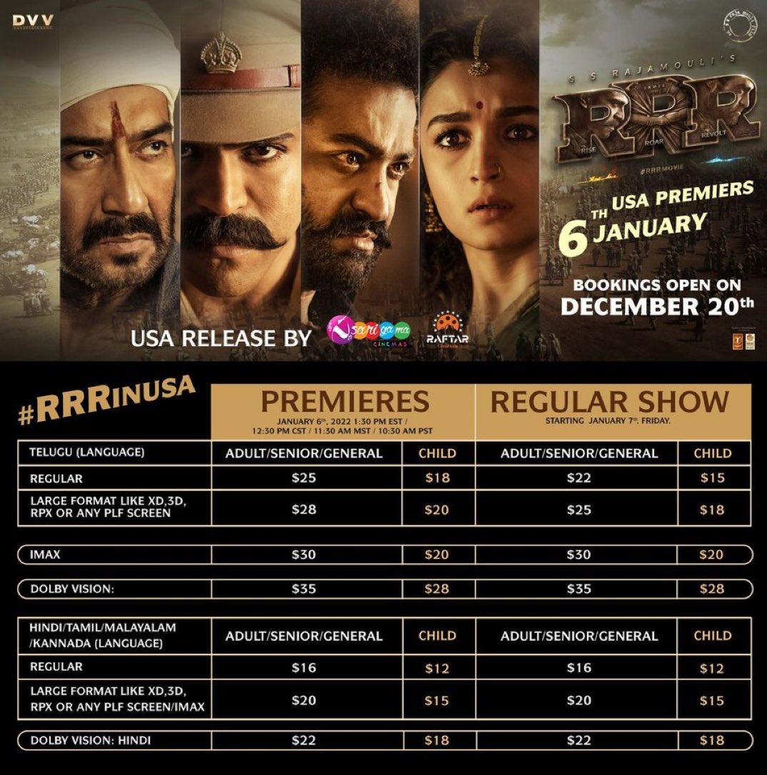 Rajamouli RRR Movie USA Premiere Show Ticket Price