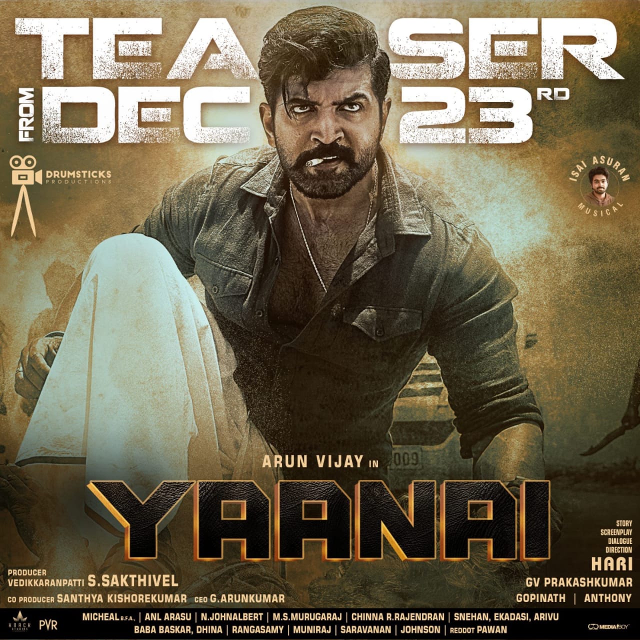 Power packed Teaser of Yaanai to arrive on Dec 23