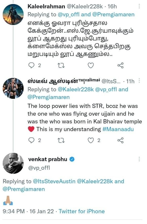 Venkat Prabhu clarification on maanaadu climax