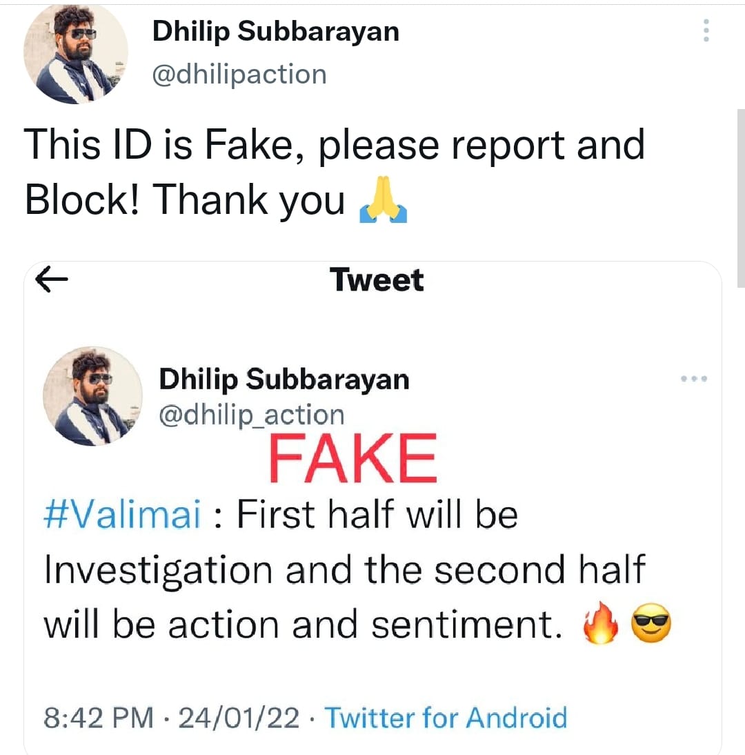 Valimai Movie stunt director dhilip subbarayan clarification
